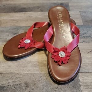 Italian Shoemakers Red Floral Sandals